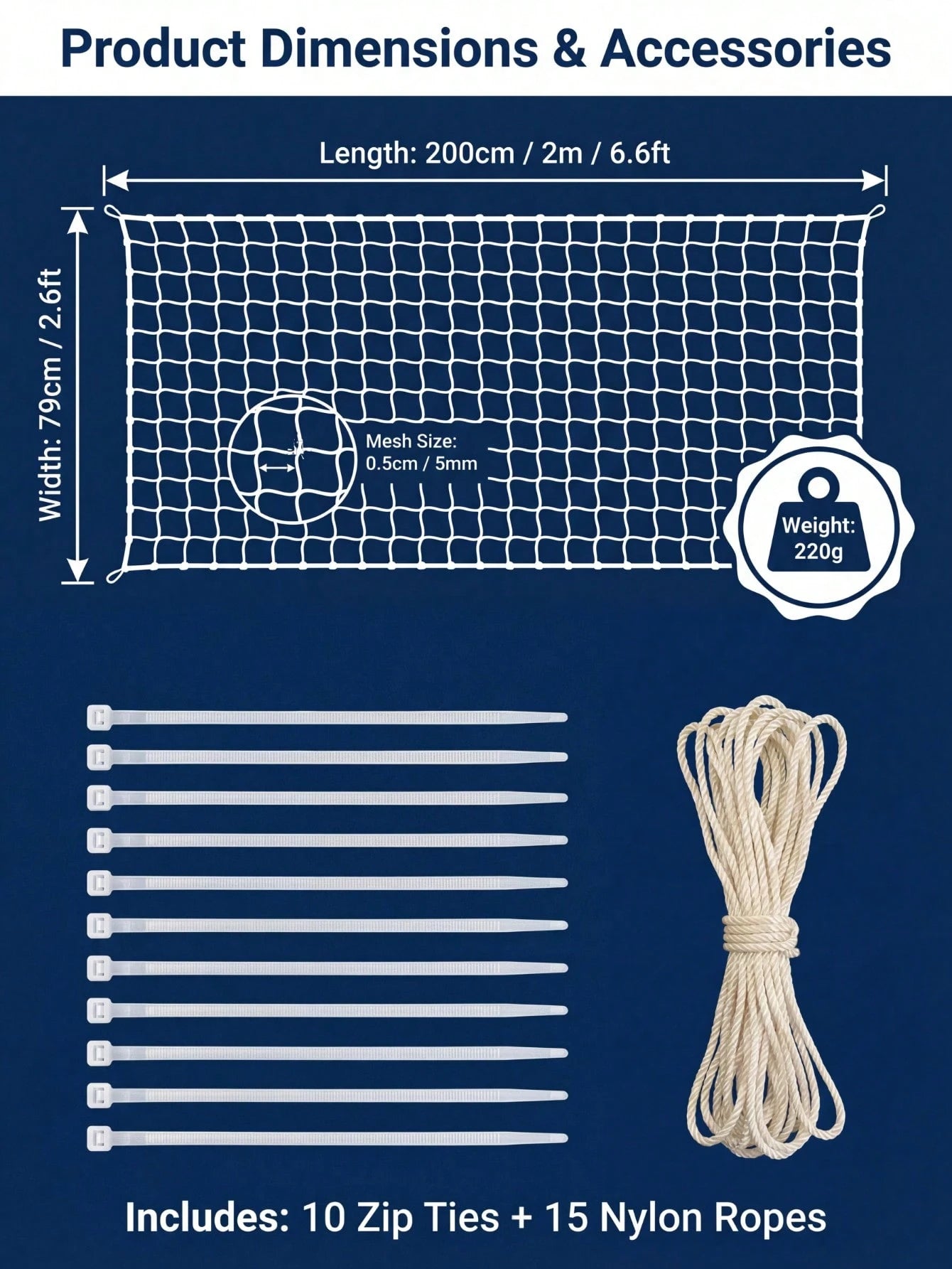 Balcony Safety Net 2m x 79cm – Pet-Proof Garden & Balcony Netting
