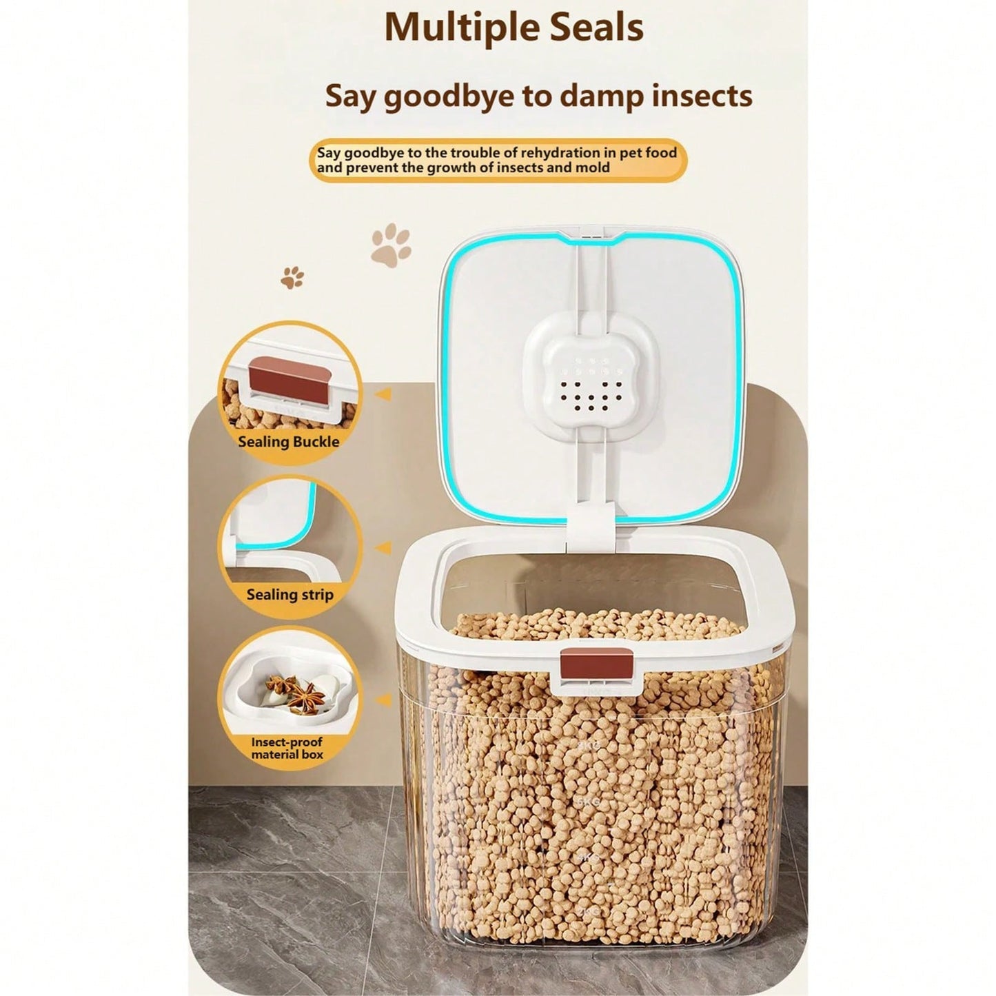 Pet Food Storage Container – Airtight Dry Food & Treats Container