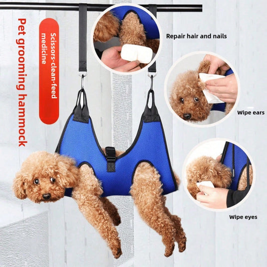Pet Grooming Hammock with Nail Clippers | Grooming Sling for Dogs & Cats