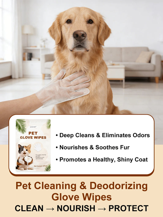 Pet Deodorizing Glove Wipes – Coconut Scent for Dogs & Cats