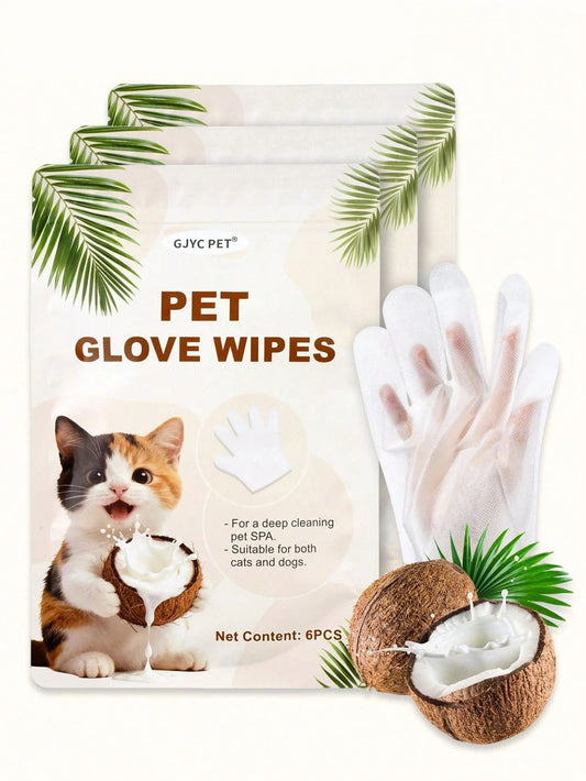 Pet Deodorizing Glove Wipes – Coconut Scent for Dogs & Cats
