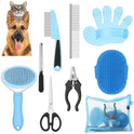9-Piece Dog Grooming Kit with Self-Cleaning Slicker Brush, Nail Clippers & Deshedding Tools
