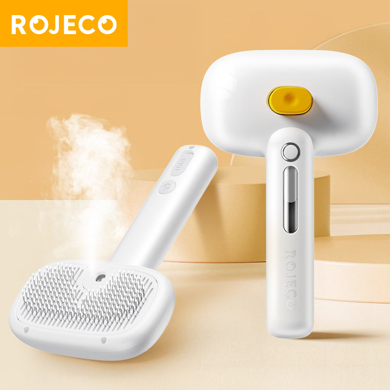 ROJECO Electric Steam Pet Brush with Water Spray for Dogs & Cats