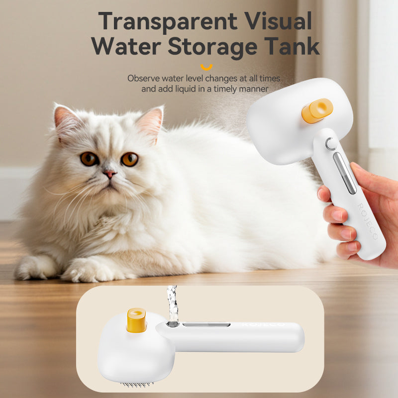ROJECO Electric Steam Pet Brush with Water Spray for Dogs & Cats