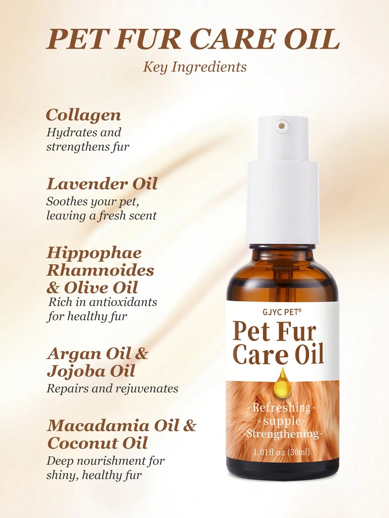 Pet Hair Care Oil for Dogs & Cats | Detangling Leave-In Conditioner (30ml)
