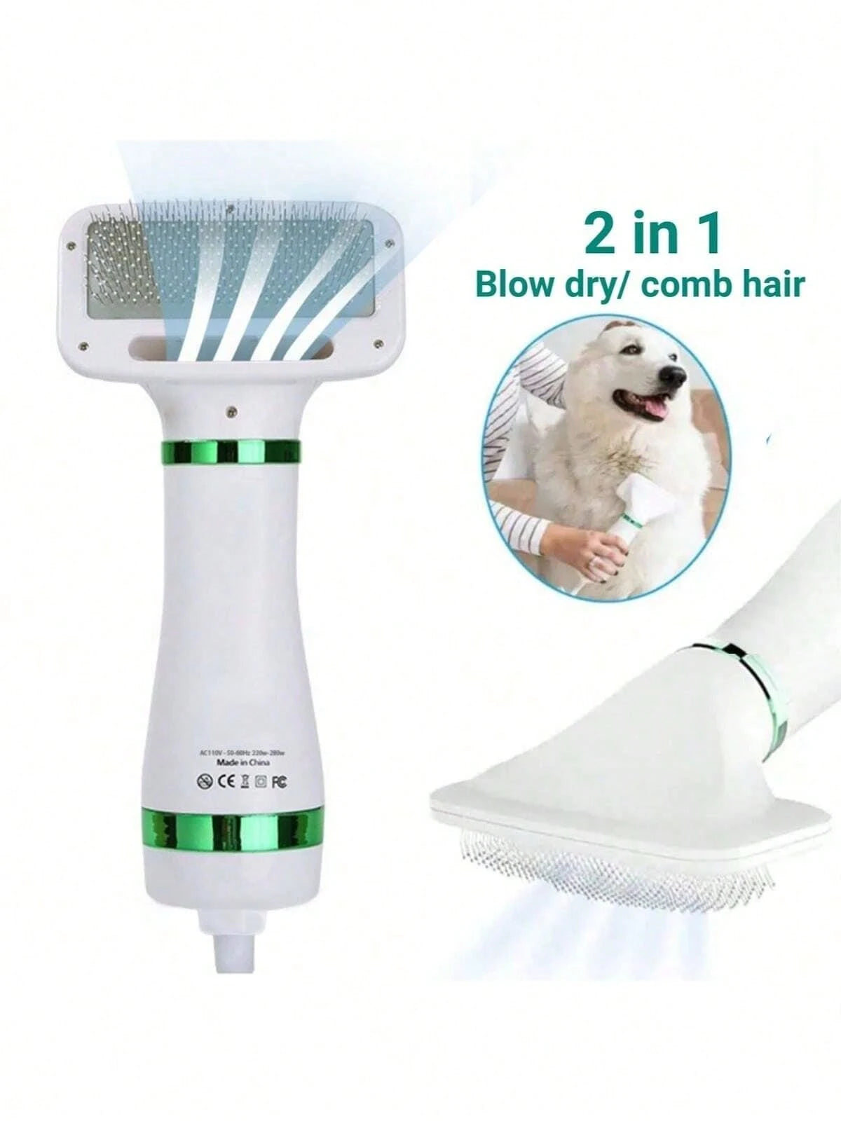 2-in-1 Pet Dryer & Grooming Brush for Dogs & Cats