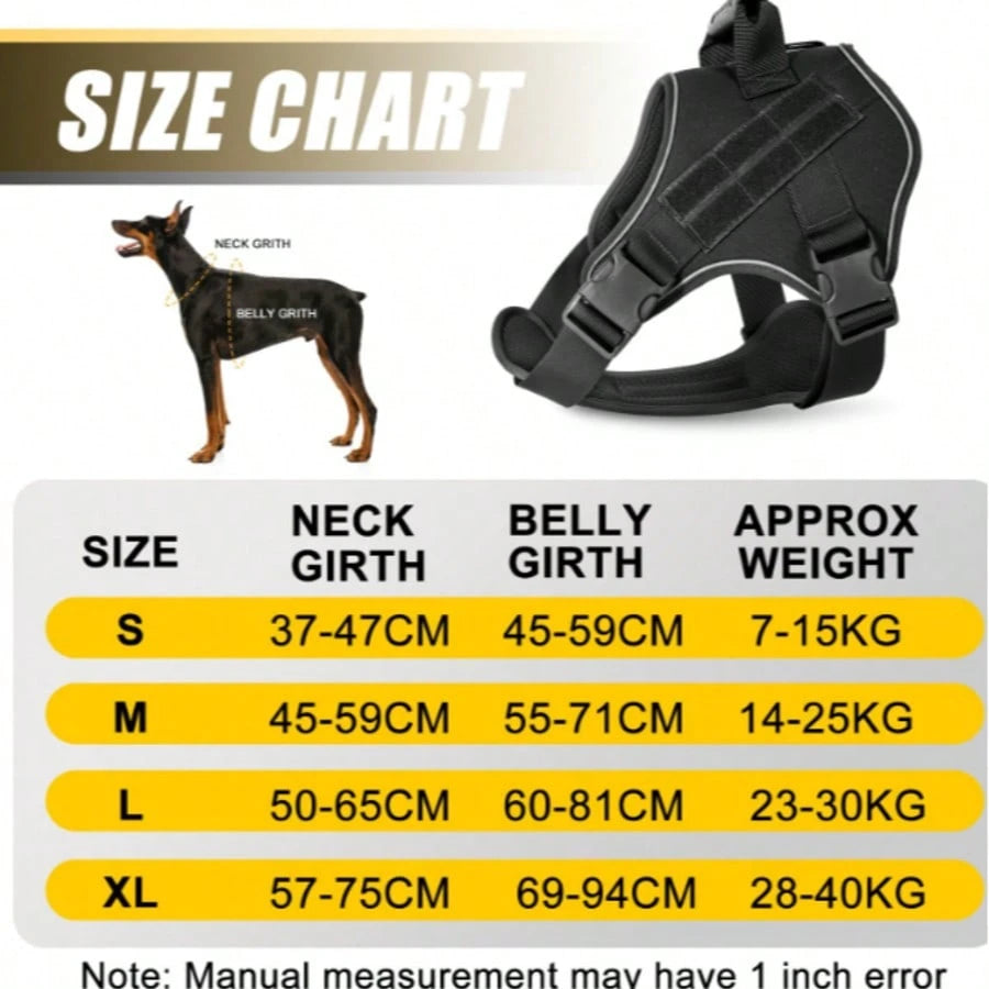 Large Dog Harness – Heavy-Duty Tactical No-Pull Vest with Reflective Design