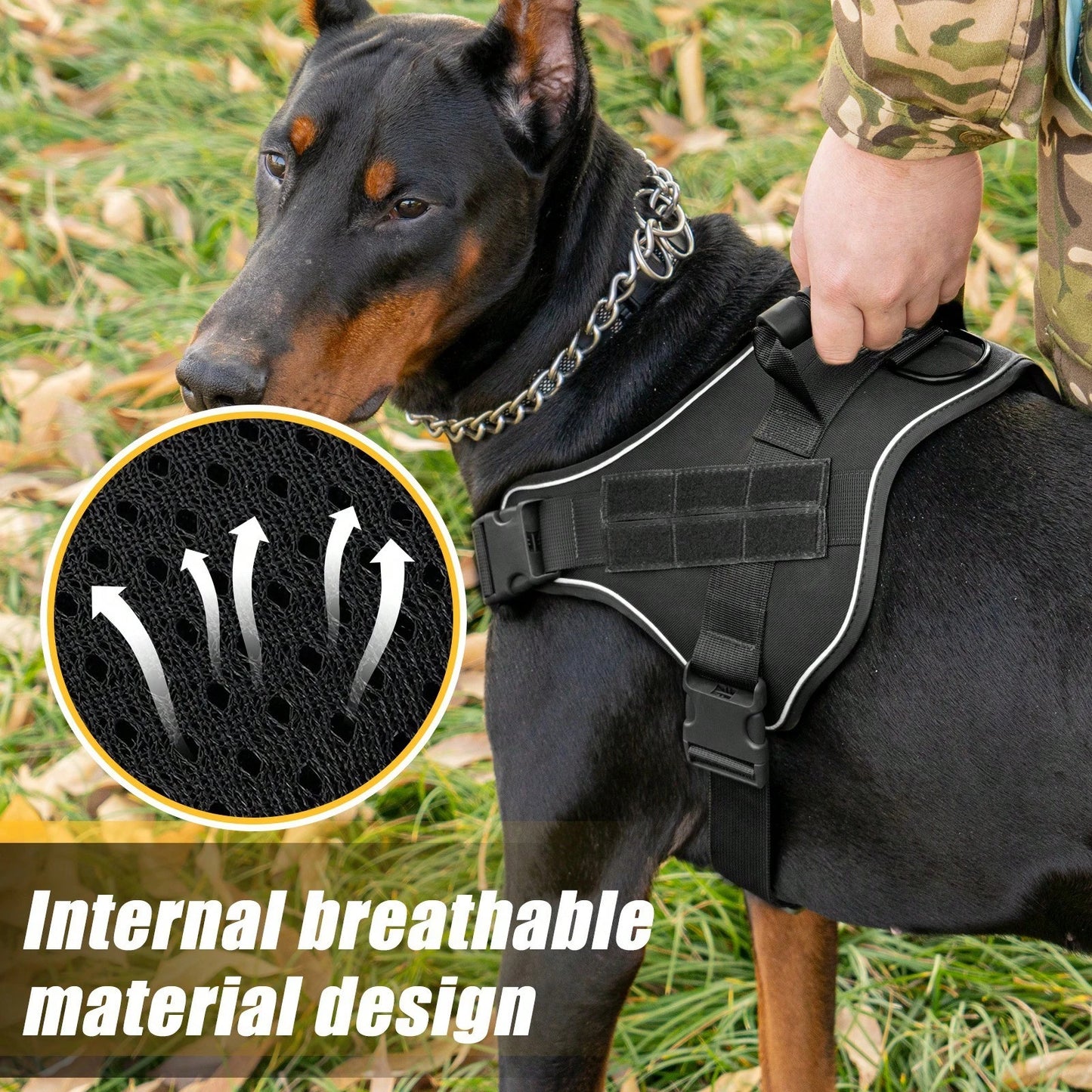 Large Dog Harness – Heavy-Duty Tactical No-Pull Vest with Reflective Design
