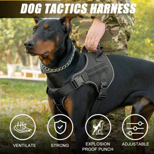 Large Dog Harness – Heavy-Duty Tactical No-Pull Vest with Reflective Design
