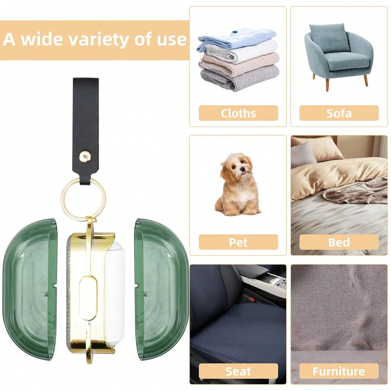 Portable Pet Hair Remover Lint Roller | Reusable Travel Fur Cleaner