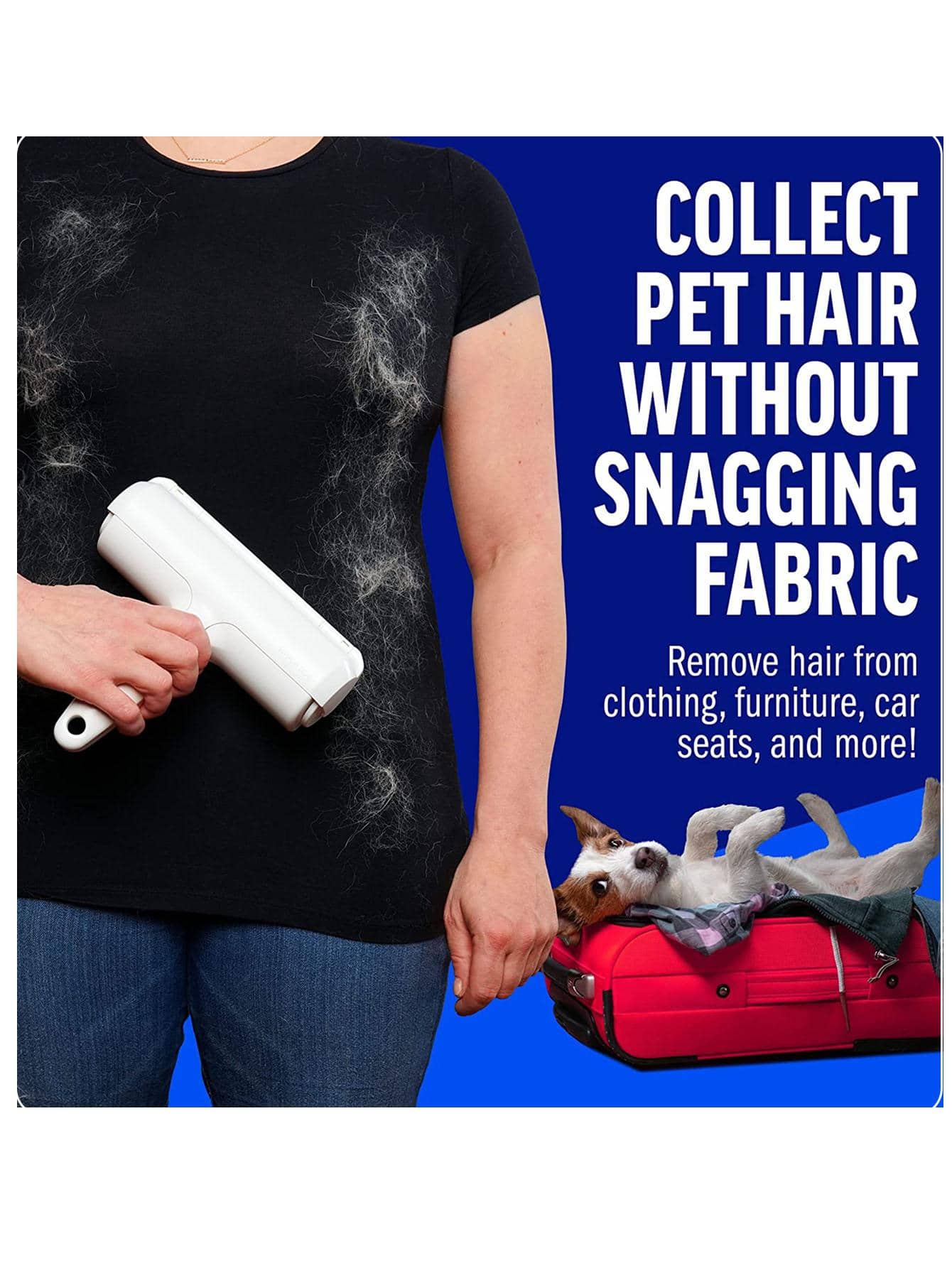 Self-Cleaning Pet Hair Remover Roller | Reusable Fur Lint Roller for Furniture & Clothes