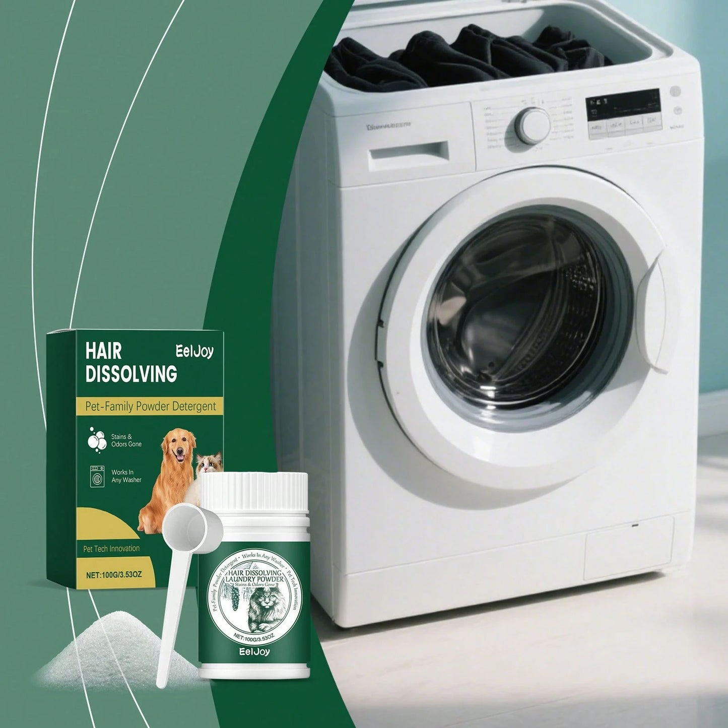 Pet Hair Remover Laundry Powder – Dog & Cat Fur & Stain Cleaner