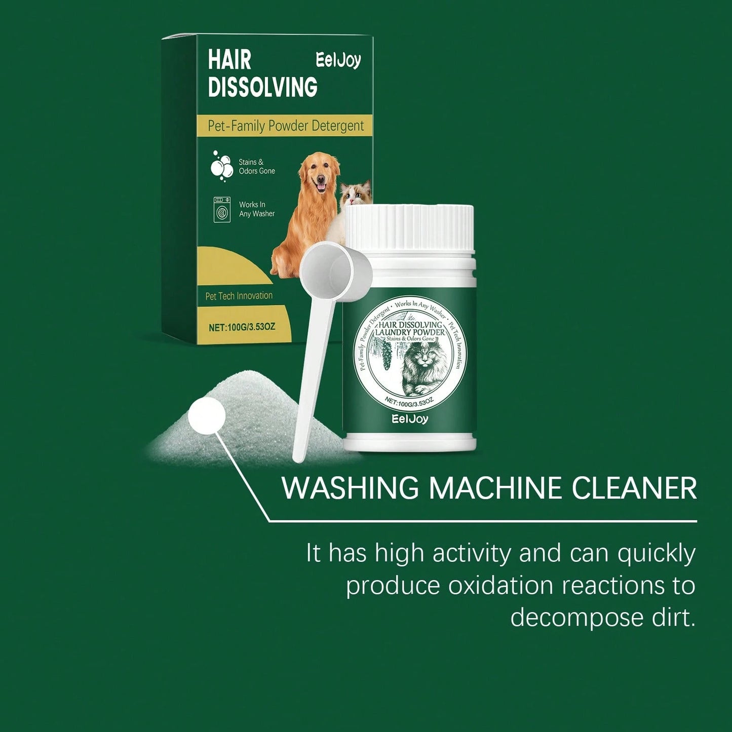 Pet Hair Remover Laundry Powder – Dog & Cat Fur & Stain Cleaner