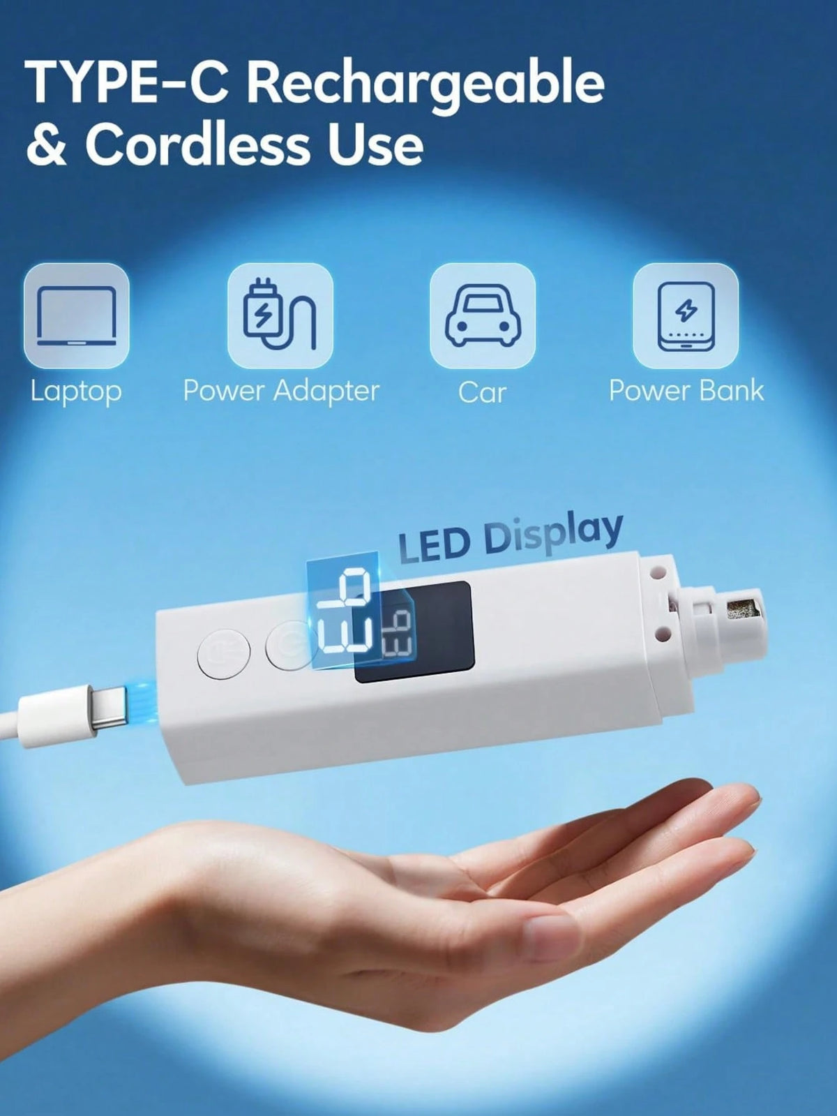 Electric Pet Nail Grinder with LED Light – 4-Speed Rechargeable Nail Trimmer for Dogs & Cats
