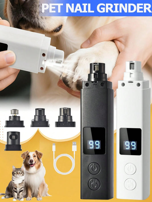 Electric Pet Nail Grinder with LED Light – 4-Speed Rechargeable Nail Trimmer for Dogs & Cats