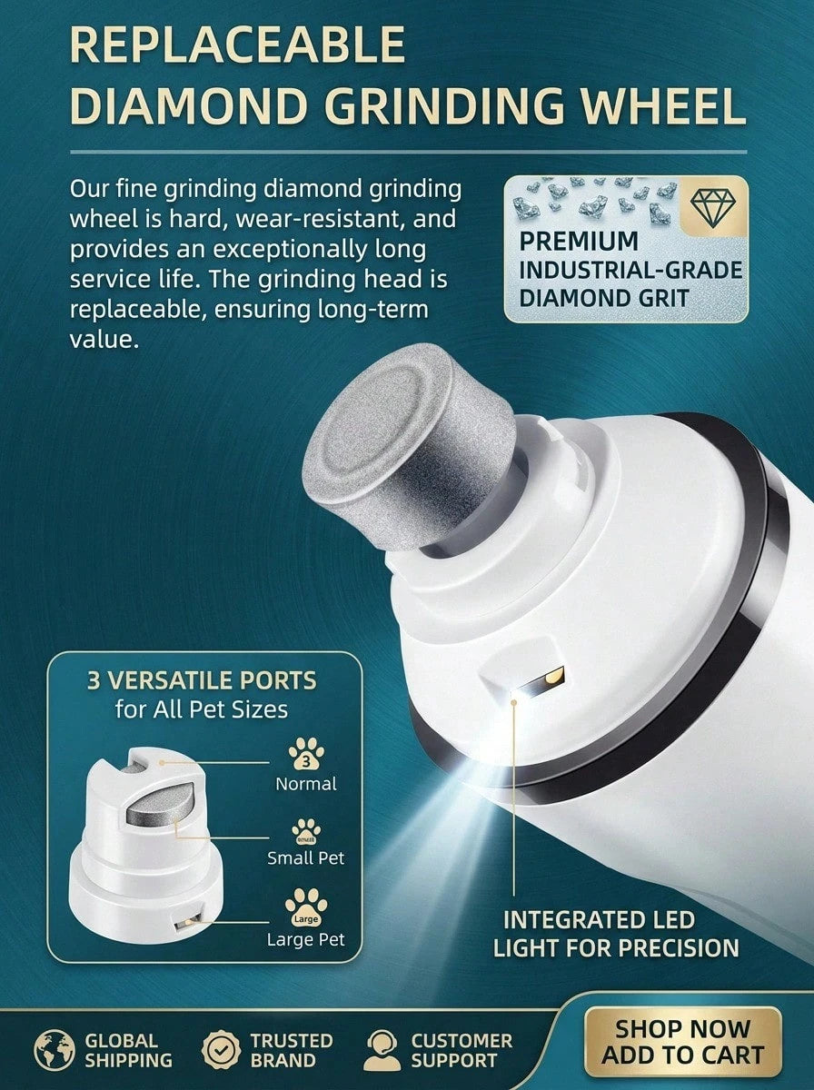 PETSIN Pet Nail Grinder – USB Rechargeable Dog & Cat Nail Trimmer