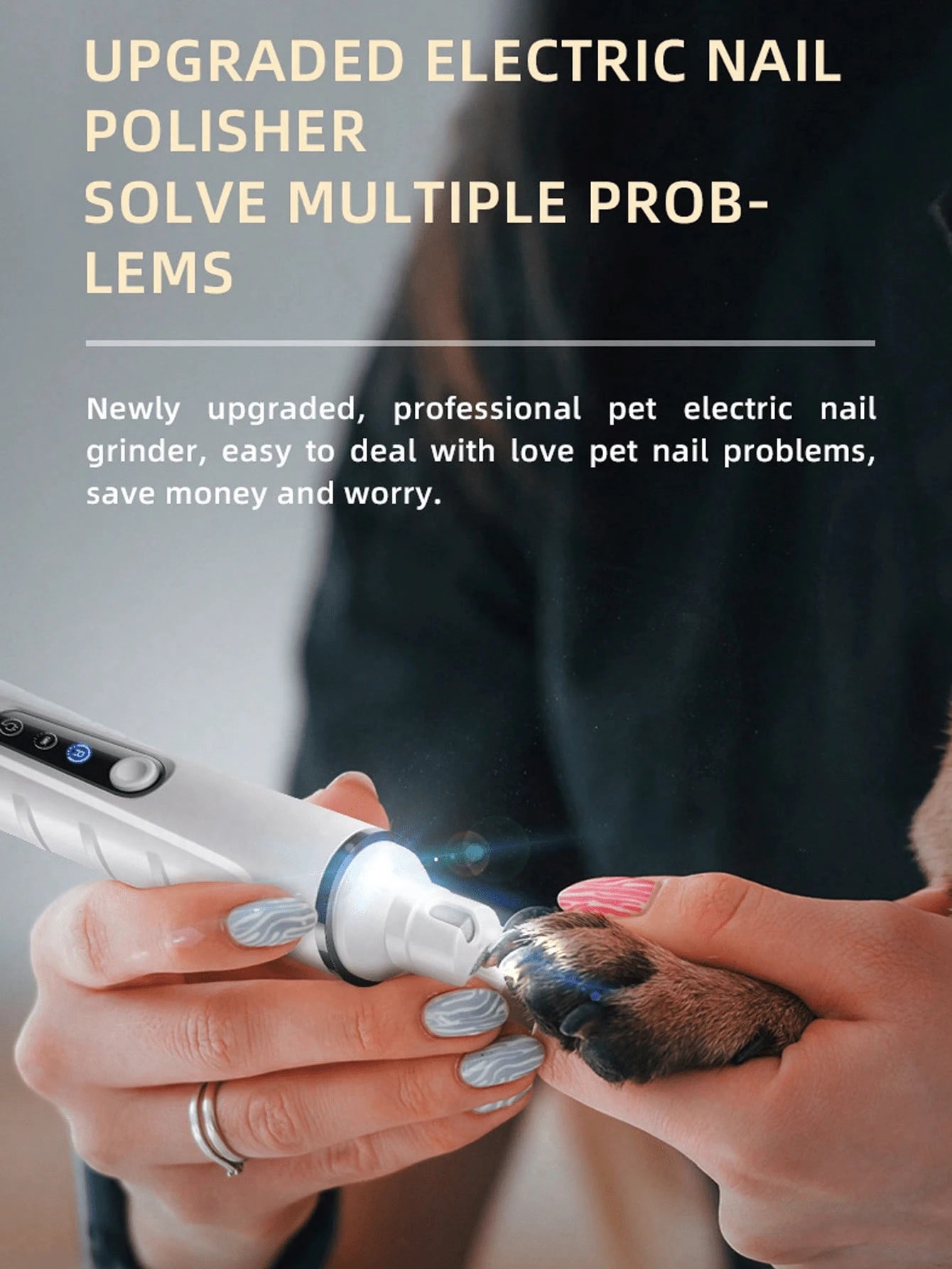PETSIN Pet Nail Grinder – USB Rechargeable Dog & Cat Nail Trimmer