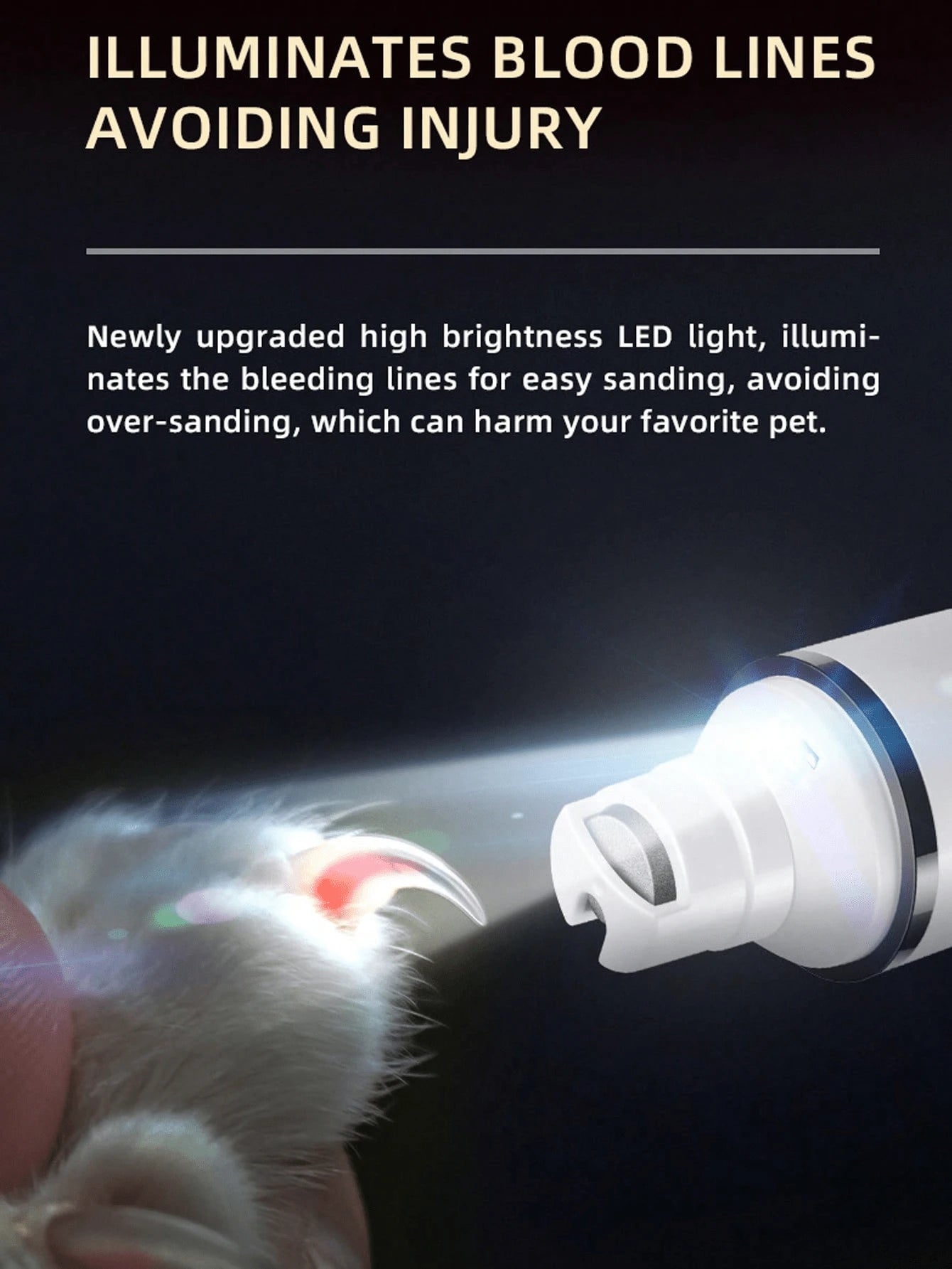 PETSIN Pet Nail Grinder – USB Rechargeable Dog & Cat Nail Trimmer