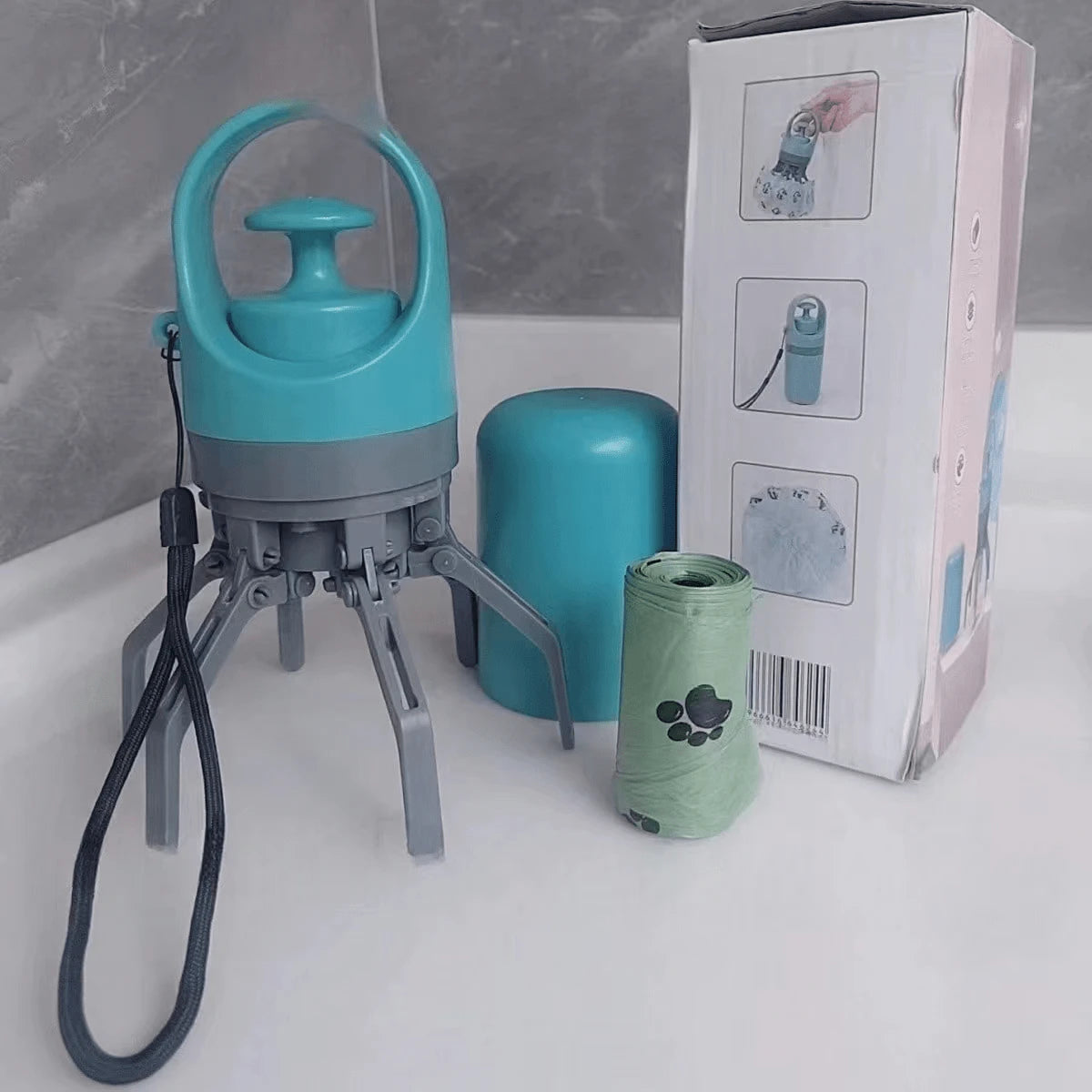 Portable Dog Poop Scooper with Bag Dispenser | Teal