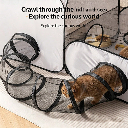 Portable Cat Playpen with Tunnel – Indoor & Outdoor Cat Playground