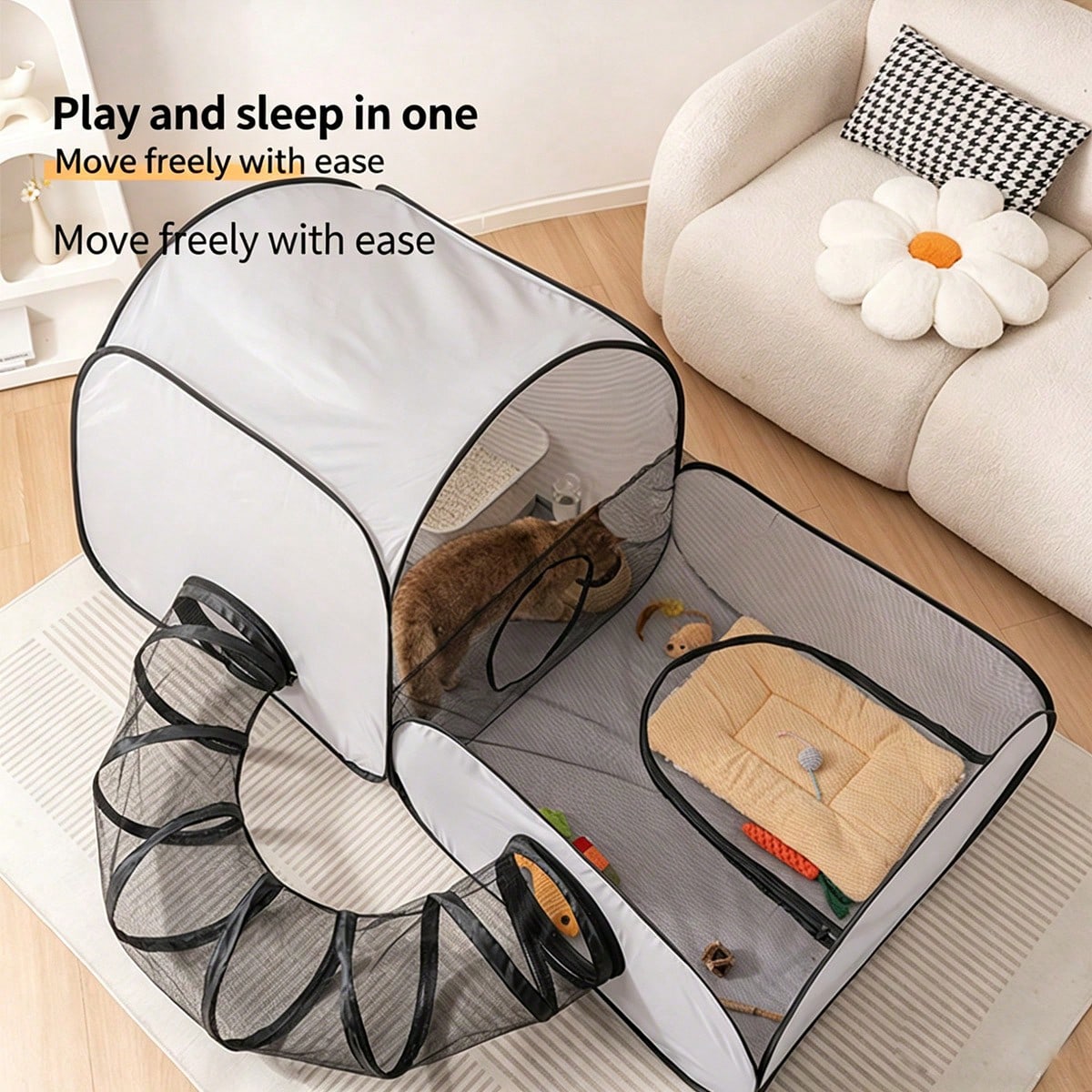 Portable Cat Playpen with Tunnel – Indoor & Outdoor Cat Playground