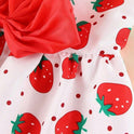 Strawberry Print Dog Dress with Bow – Cute Holiday Pet Outfit