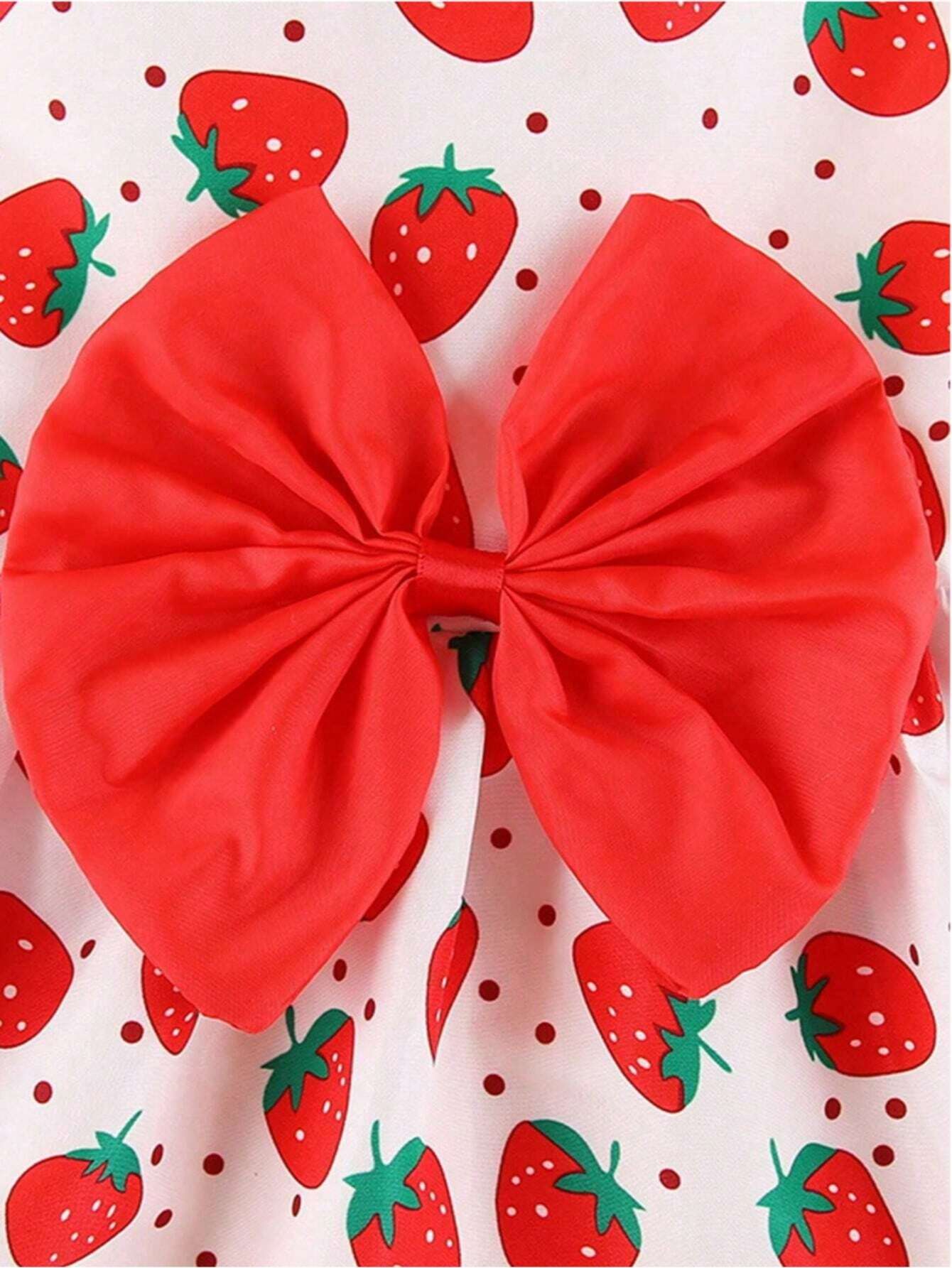 Strawberry Print Dog Dress with Bow – Cute Holiday Pet Outfit