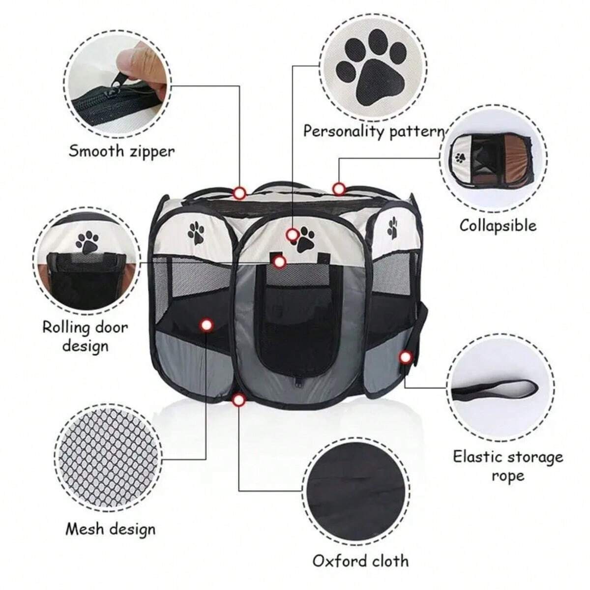 Octagon Pet Fence – Portable Pet Tent & Cage for Cats & Dogs