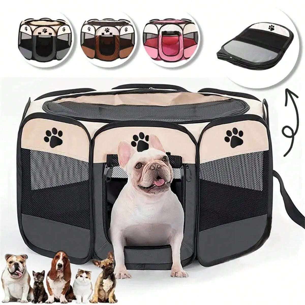 Octagon Pet Fence – Portable Pet Tent & Cage for Cats & Dogs