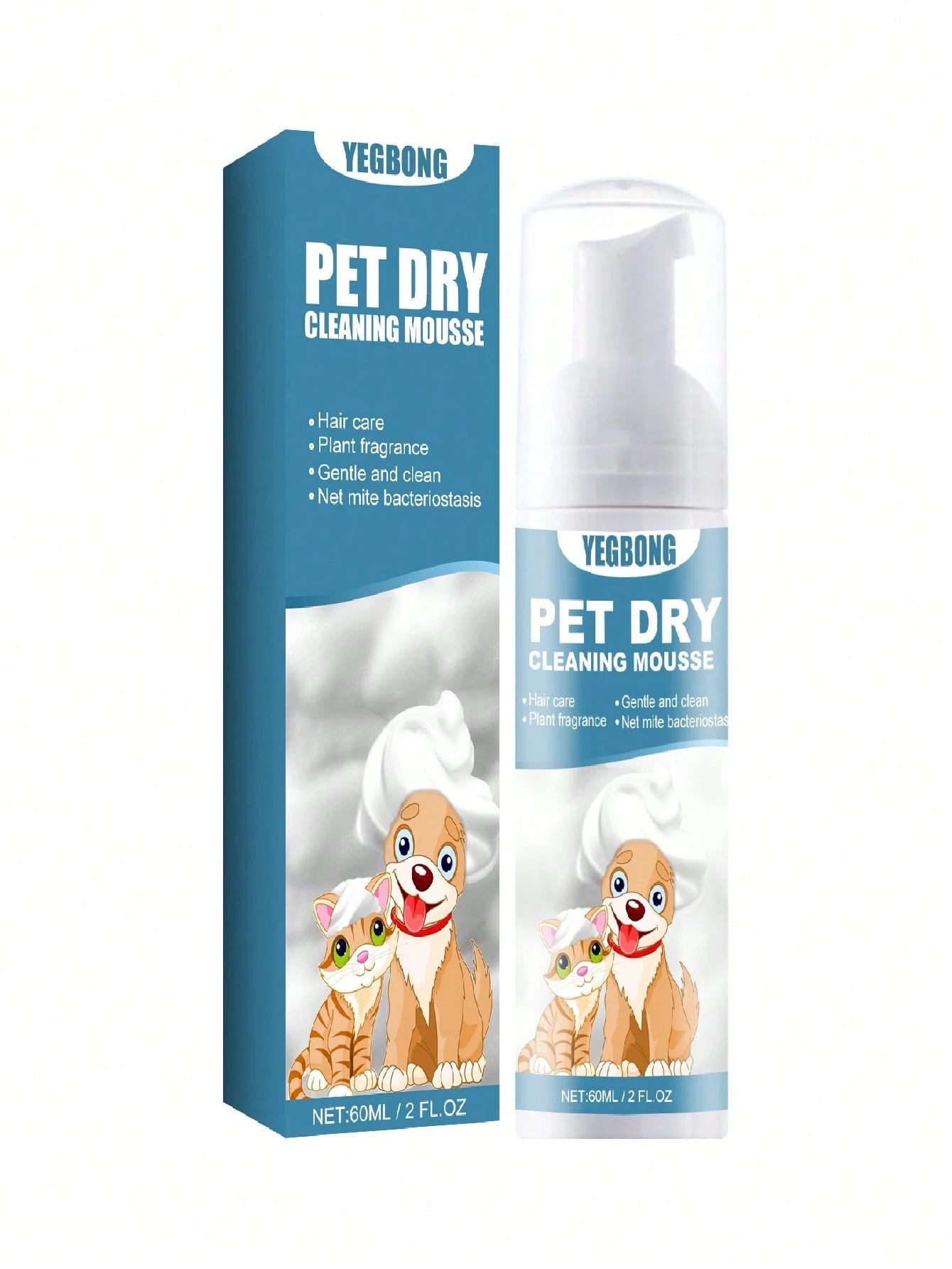 Waterless Pet Dry Shampoo Mousse | No-Rinse Cleanser for Cats & Dogs (60ml)