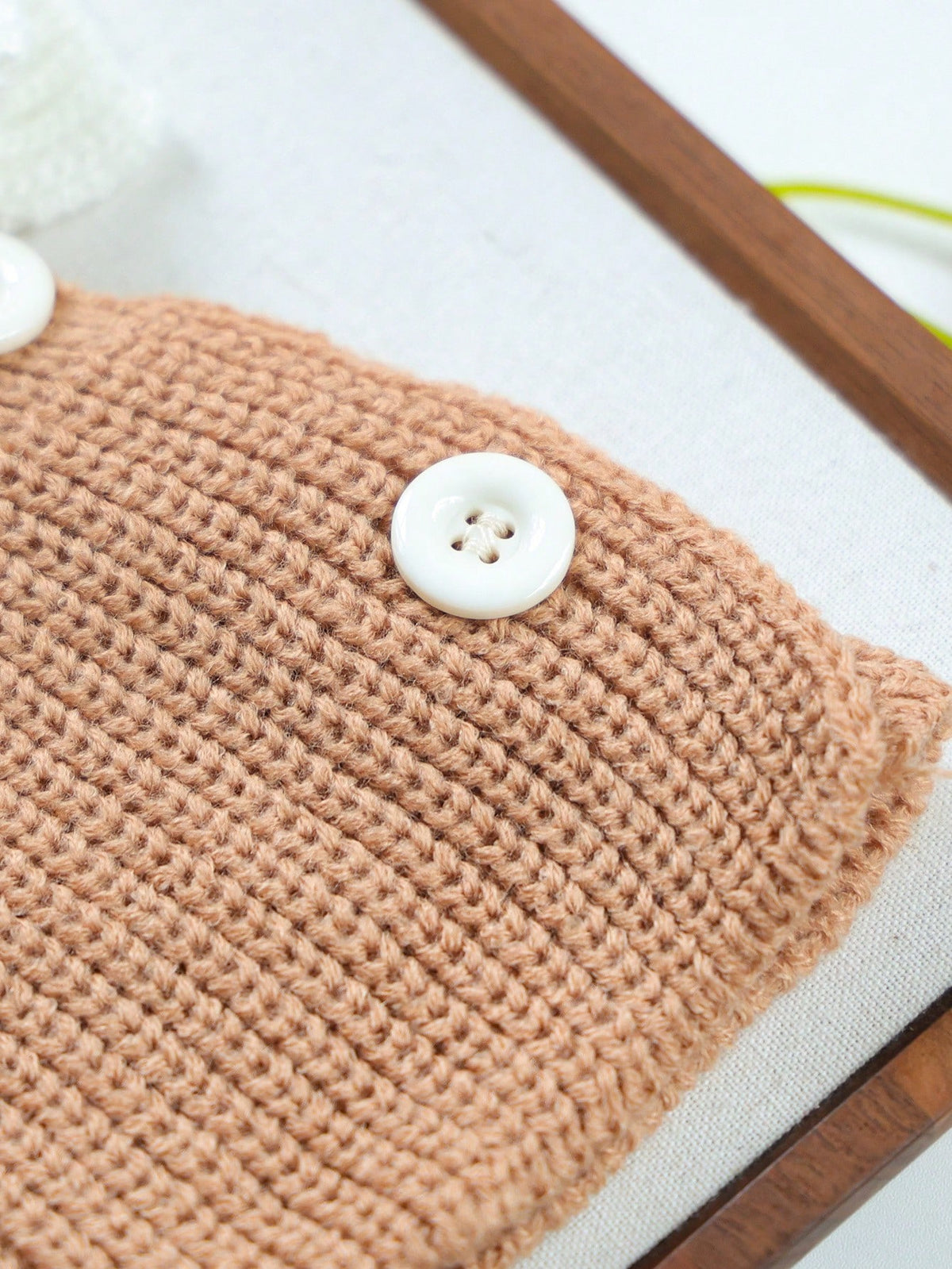 Knitted Pet Hat with Ruffled Edge – Coffee