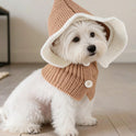 Knitted Pet Hat with Ruffled Edge – Coffee