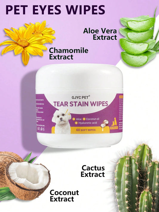 Pet Eye Wipes for Dogs & Cats – Tear Stain Cleaning Wipes (60 pieces)