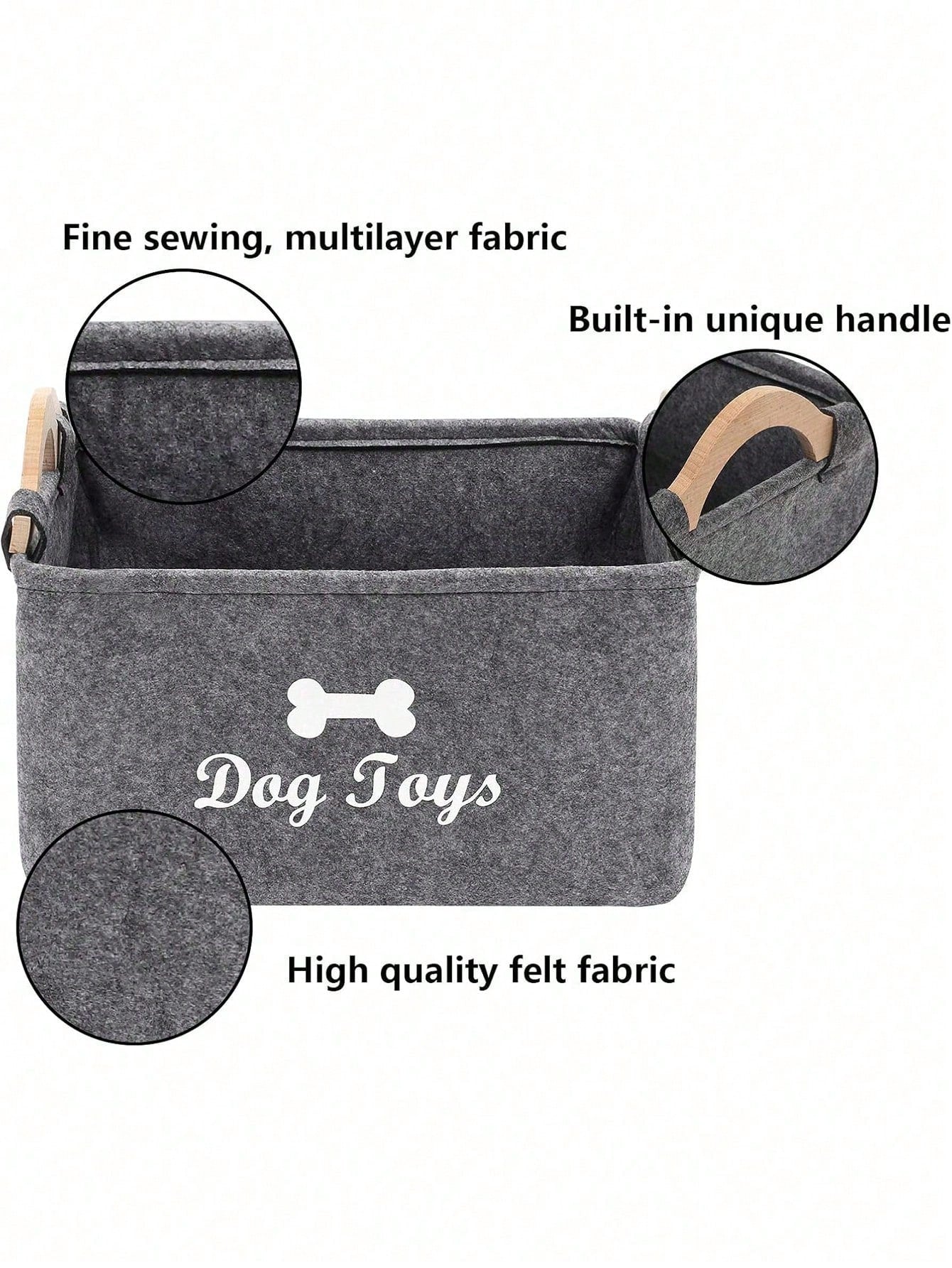 Felt Pet Toy Storage Basket | Large Organizer Bin for Pets
