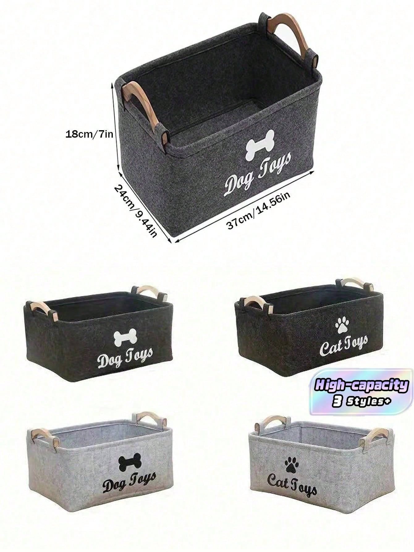 Felt Pet Toy Storage Basket | Large Organizer Bin for Pets