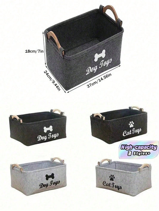 Felt Pet Toy Storage Basket | Large Organizer Bin for Pets