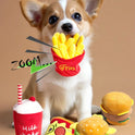 Plush Squeaky Dog Toy Set | Hamburger, Pizza & Milkshake Interactive Pet Toys