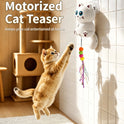 Automatic Wall-Mounted Cat Teaser Toy – Interactive Fur Ball, Ribbon & Bell