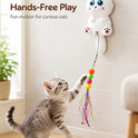 Automatic Wall-Mounted Cat Teaser Toy – Interactive Fur Ball, Ribbon & Bell