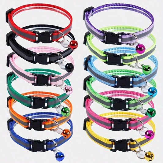 Reflective Cat Collars with Bell | Adjustable Safety Collars for Cats & Small Dogs