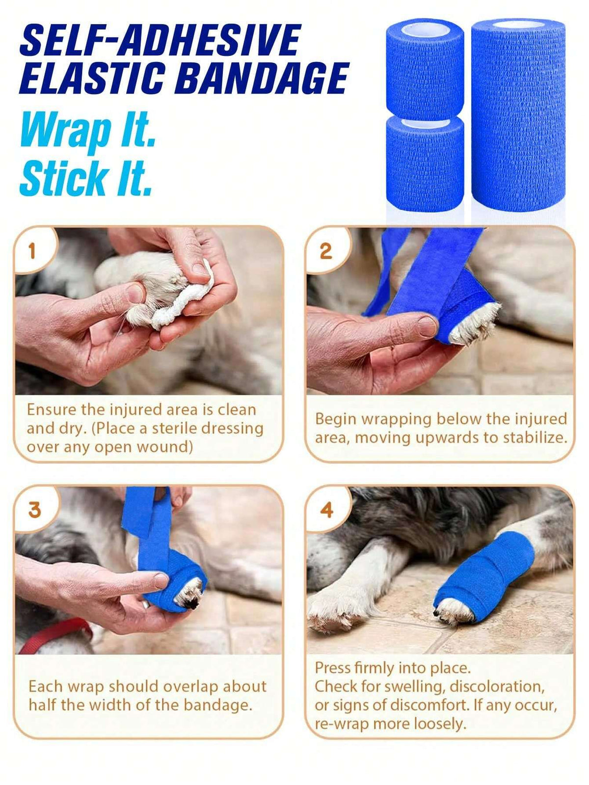 Self-Adhesive Elastic Bandage Wraps – Pet & First Aid Supplies