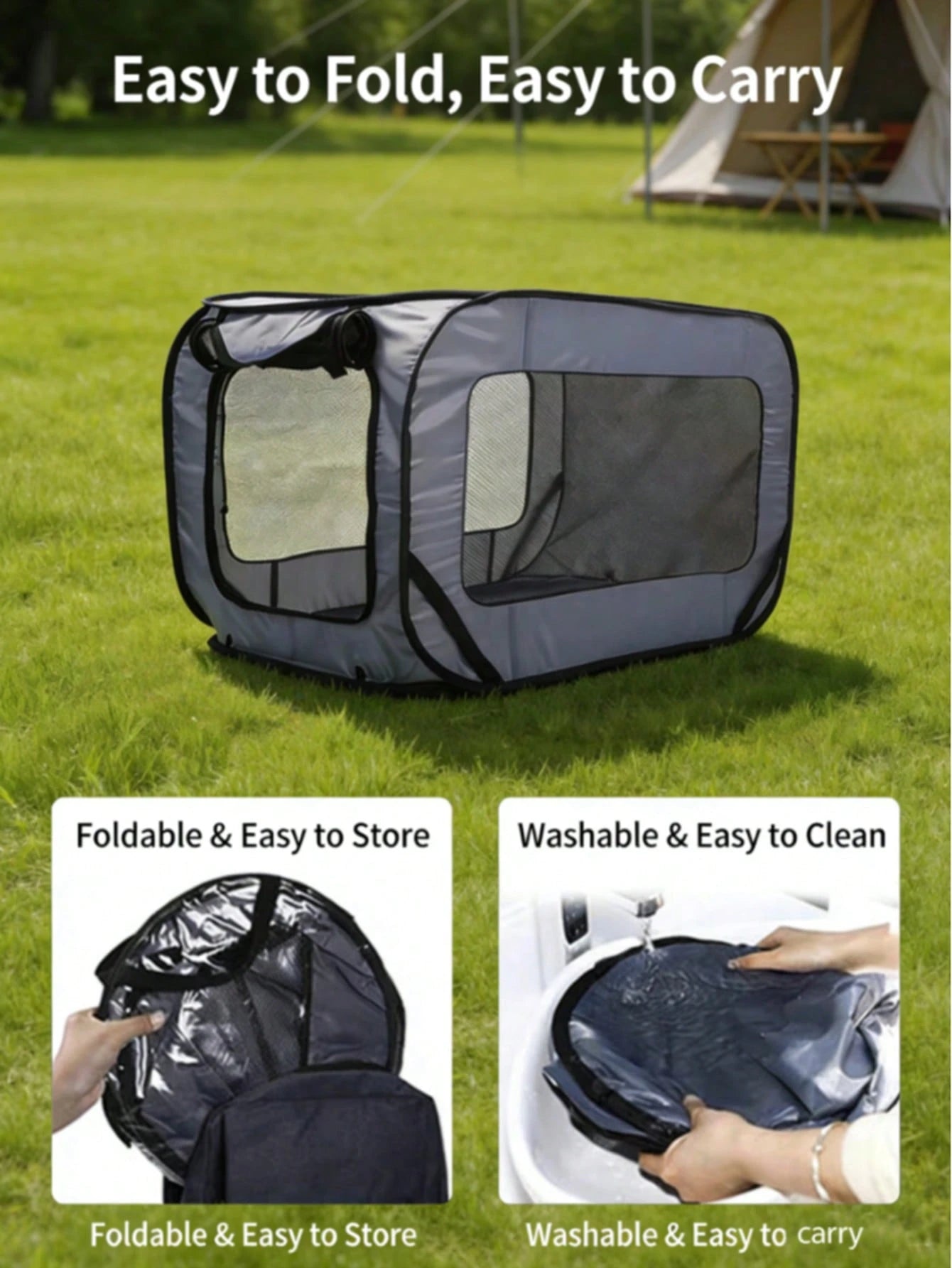 Foldable Extra-Large Pet Playpen – Waterproof Dog & Cat Travel Tent