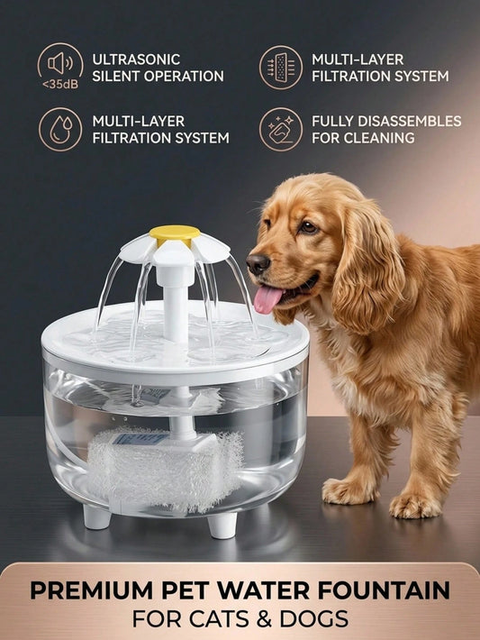 USB Automatic Pet Water Fountain 1.5L – Quiet Cat & Small Pet Water Dispenser