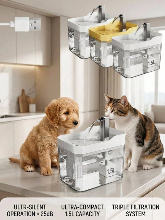 1.5L Automatic Pet Water Fountain with Filter & Silent Pump