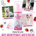 5-in-1 Waterless Pet Shampoo Mousse | Strawberry Scent for Dogs & Cats