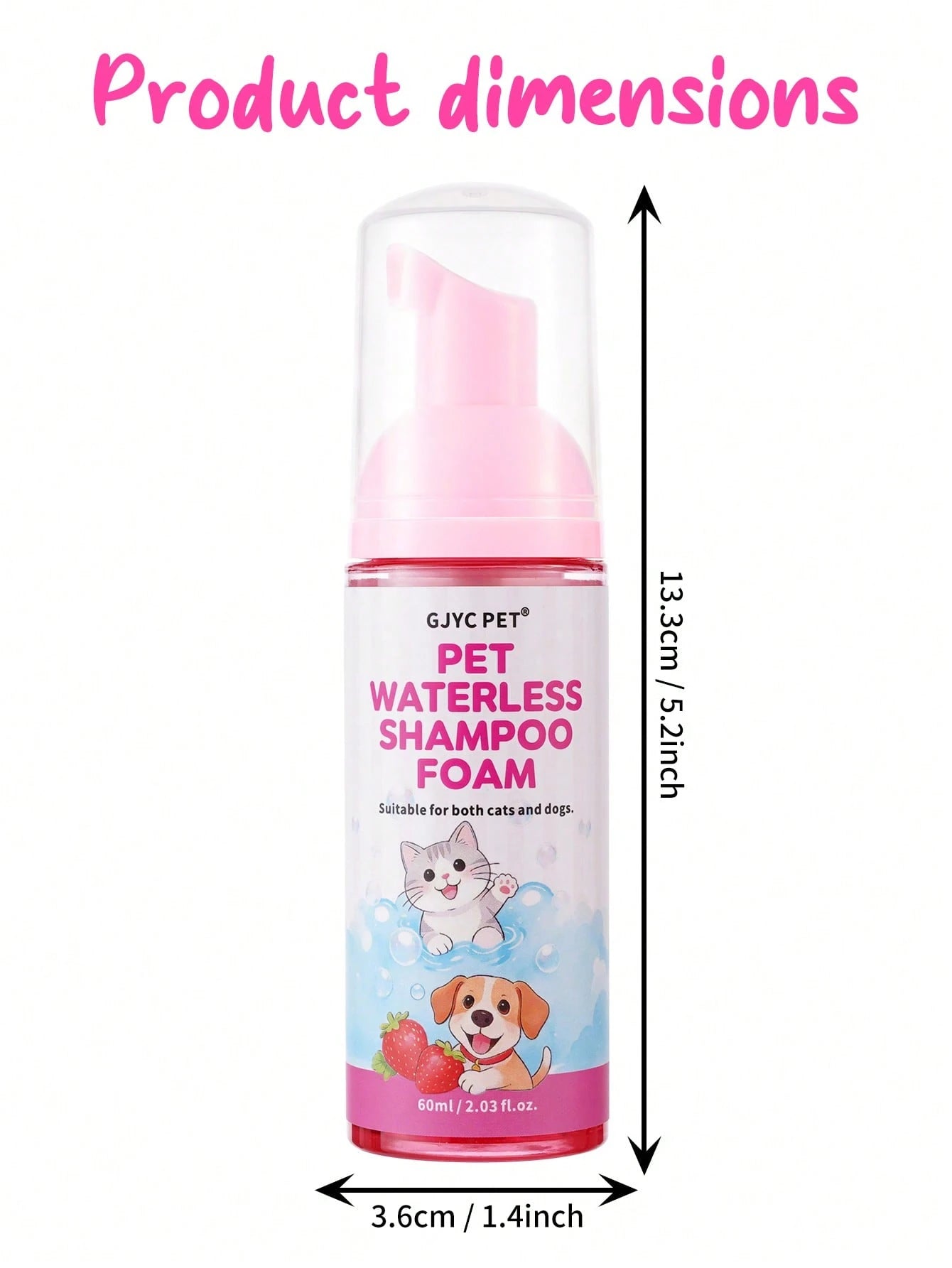5-in-1 Waterless Pet Shampoo Mousse | Strawberry Scent for Dogs & Cats