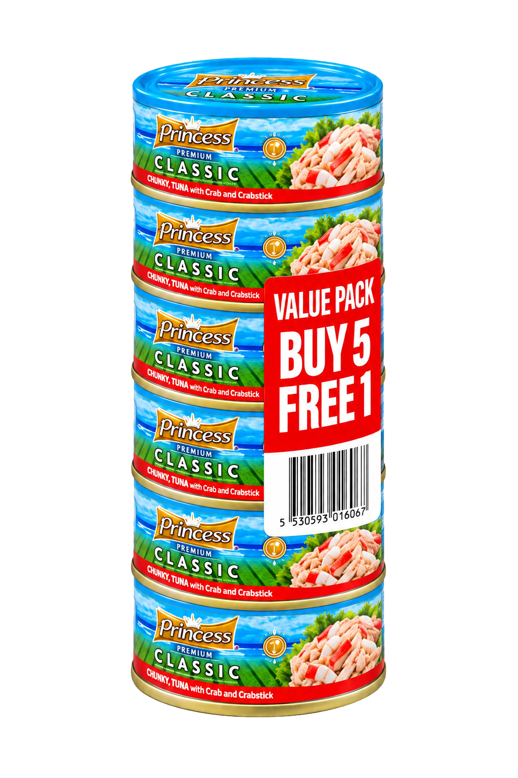 PRINCESS Classic Pacific Chicken Tuna Value Pack - 5 pieces + 1 free (6 * 170g)