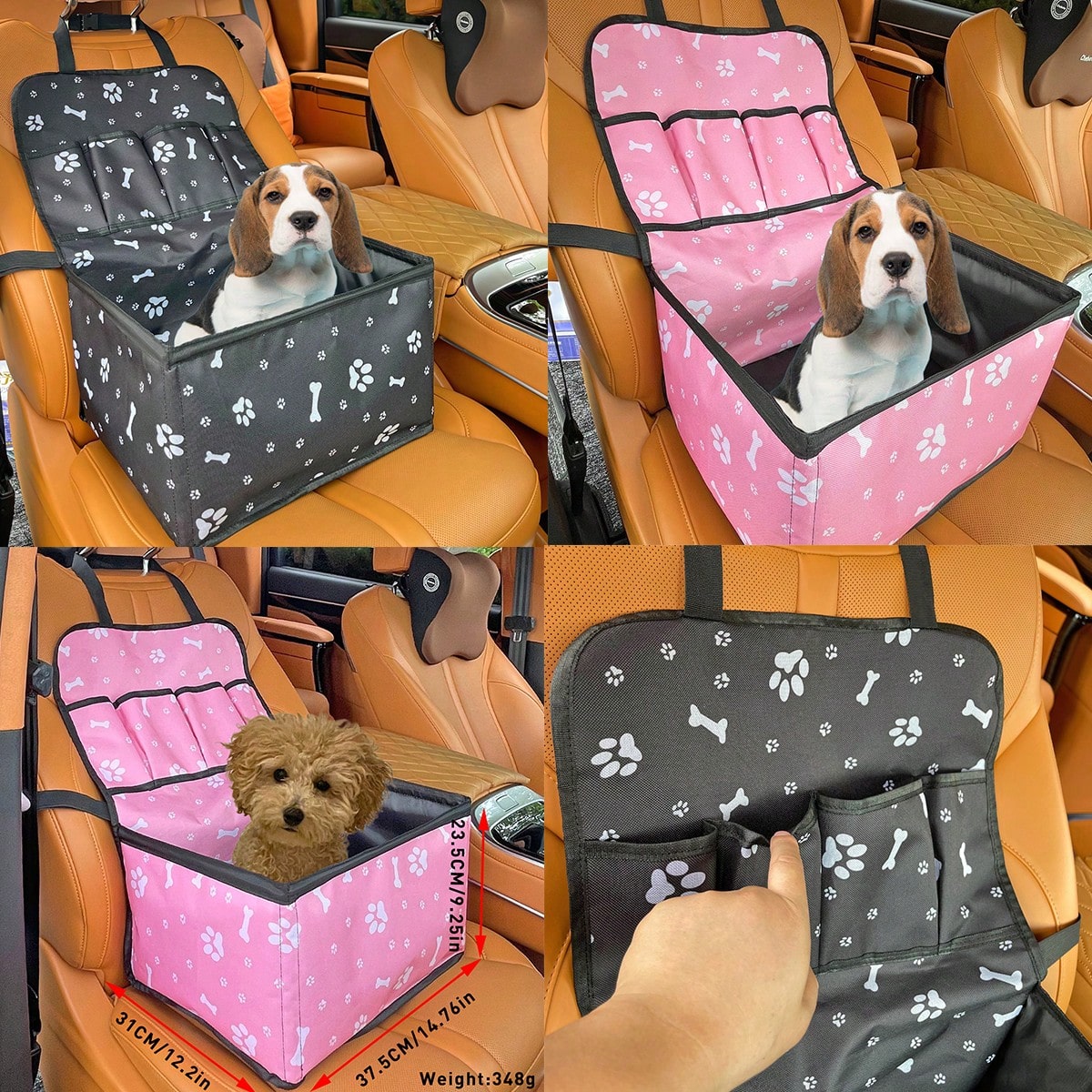 Car Passenger Seat Pet Basket – Durable Anti‑Scratch Cloth Design with Storage Bag