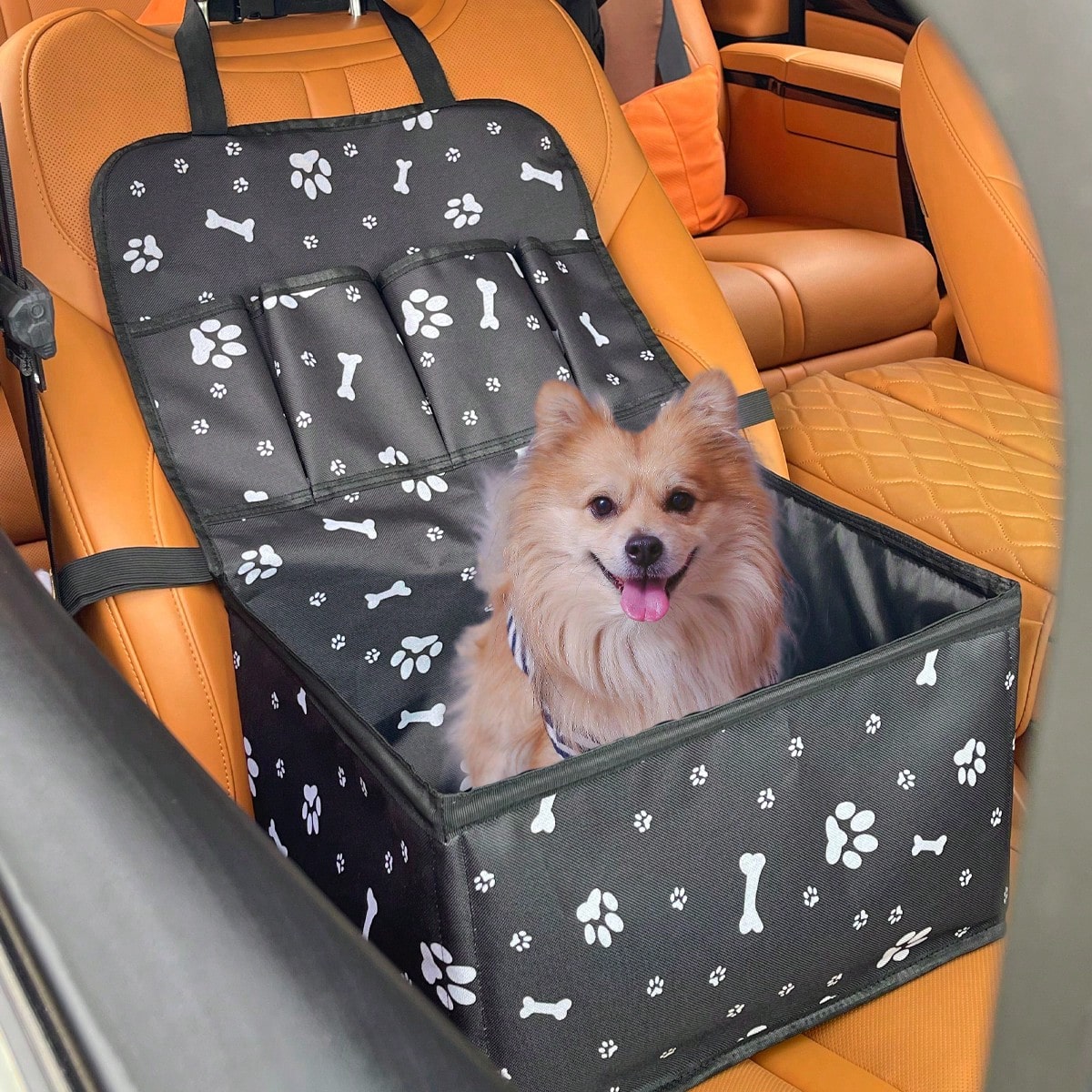 Car Passenger Seat Pet Basket – Durable Anti‑Scratch Cloth Design with Storage Bag