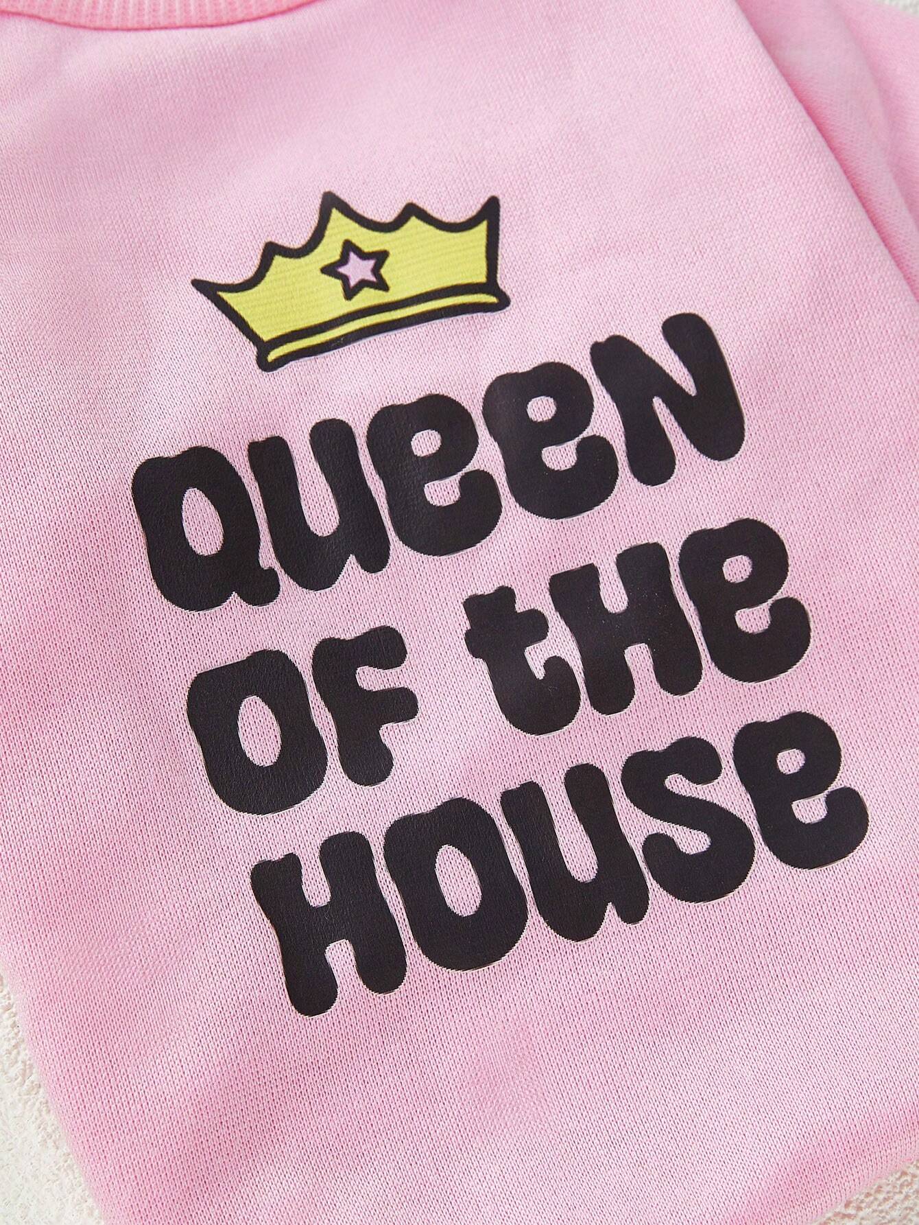 Pink Cartoon Pet Sweatshirt | Queen Crown Hoodie for Pets
